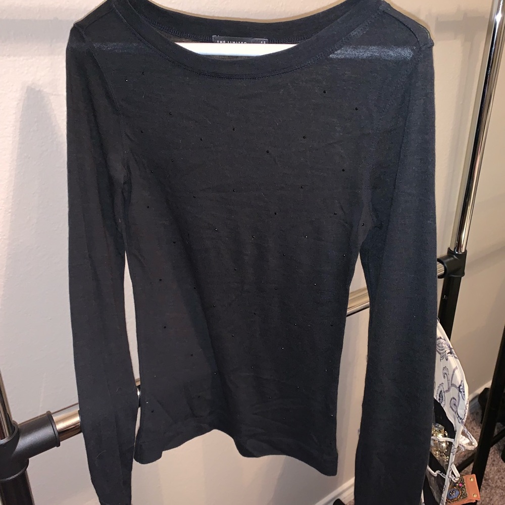 The Limited Black Rhinestone Long-sleeve